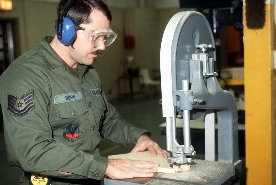 Cutting a board on a band saw