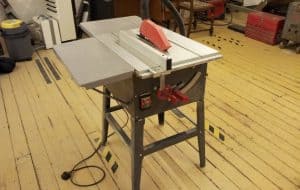 table saw in the woodshop