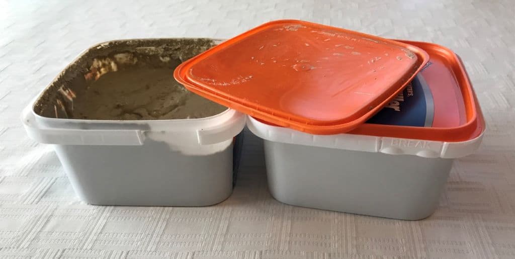 Tubs of wood filler