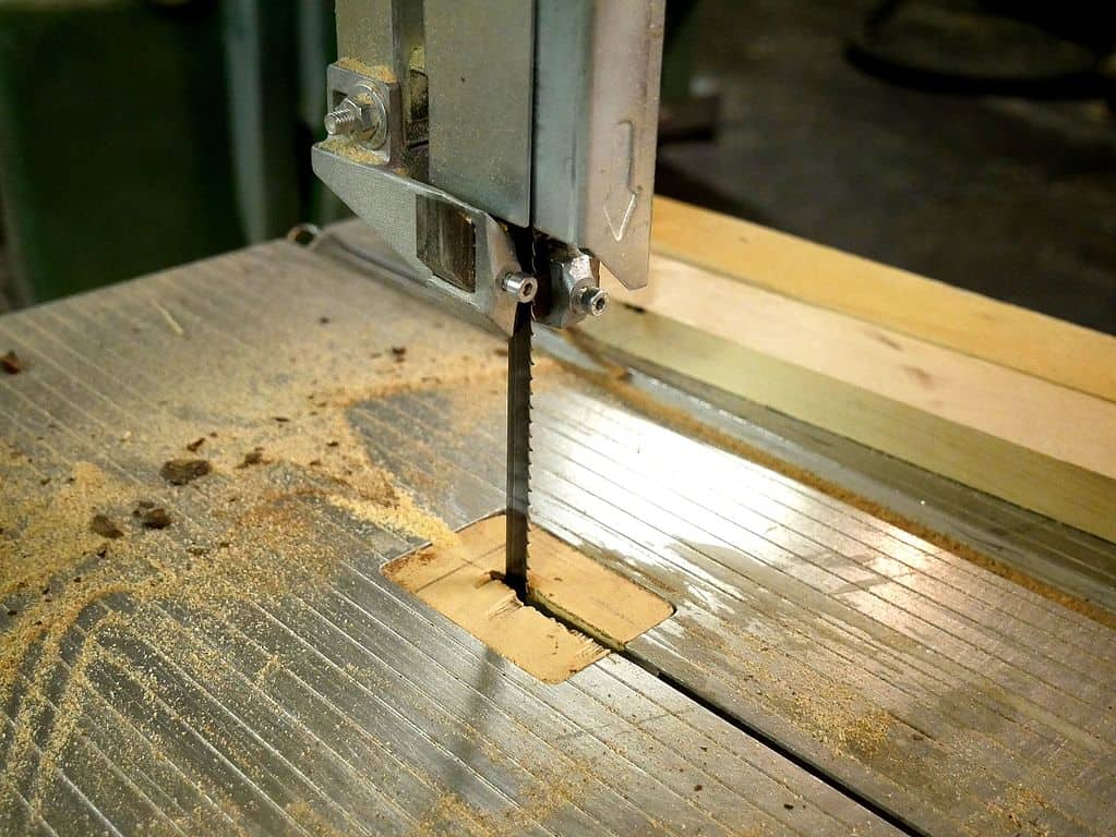 Bandsaw in action at the workshop