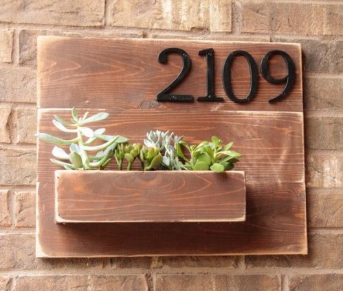 house number wall planter
