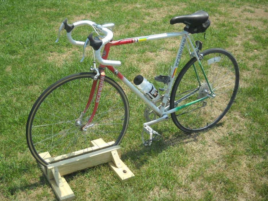 bike and wooden bike stand